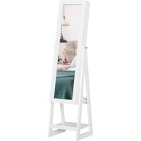 HOMCOM Schmuckschrank mit LED Spiegel Schmuckaufbewahrung auf Boden Mehrfachablage 40B x 37T x 161H cm, weiß   Aosom von HOMCOM