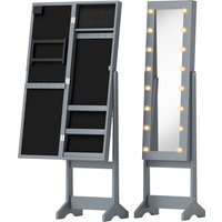 HOMCOM Schmuckschrank mit LED‑Spiegel – verstellbarer Ganzkörperspiegel, Fächer & Ringleisten, Grau Aosom HOMCOM Schmuckschrank mit LED‑Spiegel – verstellbarer Ganzkörperspiegel, Fächer & Ringleisten, Grau Aosom von HOMCOM