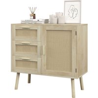 HOMCOM Schrankmöbel im bohemianischen Stil mit 3 Schubladen und 1 Tür mit Rattanfronten - Abm. 80L x 36B x 75H cm Aosom HOMCOM Schrankmöbel im bohemianischen Stil mit 3 Schubladen und 1 Tür mit Rattanfronten - Abm. 80L x 36B x 75H cm Aosom von HOMCOM