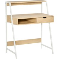 HOMCOM Schreibtisch Bücherregal Computertisch Bürotisch mit Schublade und Regal großer Stauraum E1-Spanplatte Metallrahmen Natur 80 x 50 x 100 cm   Aosom von HOMCOM