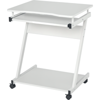 HOMCOM Schreibtisch Computertisch Z-Form mit 4 Rollen, platzsparend und stabil, mit Tastaturablage, Metall & Spanplatte, Weiß 60x48x73 cm   Aosom.de von HOMCOM