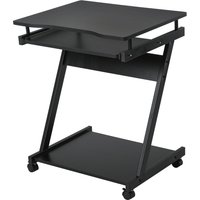 HOMCOM Schreibtisch Computertisch Z-Form mit 4 Rollen, stabil & platzsparend, mit Tastaturablage, 60 x 48 x 73 cm, Schwarz aus Spanplatte & Metall   Aosom.de von HOMCOM