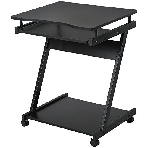HOMCOM Schreibtisch Computertisch mit 4 Rollen PC-Tisch in Z-Form Platzsparend Stabil mit Tastaturablage Spanplatte Metall Schwarz 60 x 48 x 73 cm HOMCOM Schreibtisch Computertisch mit 4 Rollen PC-Tisch in Z-Form Platzsparend Stabil mit Tastaturablage Spanplatte Metall Schwarz 60 x 48 x 73 cm von HOMCOM