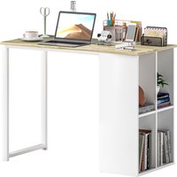 HOMCOM Schreibtisch Computertisch mit Ablagefächern, Moderner Bürotisch mit Stahlgestell, PC Tisch für Home Office, Arbeitszimmer, klein Raum 100 x 54 x 75 cm, Eiche   Aosom von HOMCOM