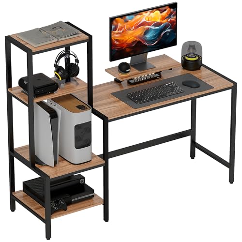 HOMCOM Schreibtisch 150 x 48 cm Computertisch Bürotisch mit Monitorständer, CPU-Ständer, Druckerablage, 4 Regalen, Metallgestell für Home Office, Schlafzimmer Braun HOMCOM Schreibtisch 150 x 48 cm Computertisch Bürotisch mit Monitorständer, CPU-Ständer, Druckerablage, 4 Regalen, Metallgestell für Home Office, Schlafzimmer Braun von HOMCOM