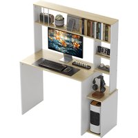 HOMCOM Schreibtisch Computertisch mit Stauraum 113 x 45 x 138,5 cm - Regale, Fächer und CPU-Halterung, Eiche und Weiß Aosom HOMCOM Schreibtisch Computertisch mit Stauraum 113 x 45 x 138,5 cm - Regale, Fächer und CPU-Halterung, Eiche und Weiß Aosom von HOMCOM