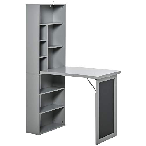 HOMCOM Schreibtisch Esstisch klappbar mit 6 Fächer Bücherregal mit 3 Regale Computertisch Bürotisch E1 Spanplatte Metallrahmen Dunkelgrau 98 x 51 x 153 cm HOMCOM Schreibtisch Esstisch klappbar mit 6 Fächer Bücherregal mit 3 Regale Computertisch Bürotisch E1 Spanplatte Metallrahmen Dunkelgrau 98 x 51 x 153 cm von HOMCOM