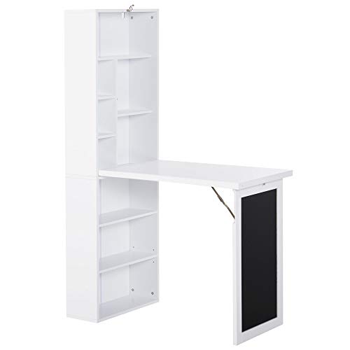 HOMCOM Schreibtisch Esstisch klappbar mit 6 Fächer Bücherregal mit 3 Regale Computertisch Bürotisch E1 Spanplatte Metallrahmen Weiß 98 x 51 x 153 cm HOMCOM Schreibtisch Esstisch klappbar mit 6 Fächer Bücherregal mit 3 Regale Computertisch Bürotisch E1 Spanplatte Metallrahmen Weiß 98 x 51 x 153 cm von HOMCOM