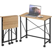 HOMCOM Schreibtisch Klappbar Kleiner 80 cm Klappschreibtisch mit Rollen Platzsparend Computertisch für Home Office, Eiche Aosom HOMCOM Schreibtisch Klappbar Kleiner 80 cm Klappschreibtisch mit Rollen Platzsparend Computertisch für Home Office, Eiche Aosom von HOMCOM