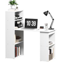 HOMCOM Schreibtisch Küchentisch mit Regal Computertisch Arbeitstisch Laptoptisch Büroregal Weiß 120 x 55 x 120 cm   Aosom von HOMCOM