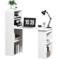 HOMCOM Schreibtisch Küchentisch mit Regal Computertisch Arbeitstisch Laptoptisch Büroregal Weiß 120 x 55 x 120 cm von HOMCOM