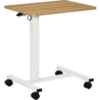 HOMCOM Steh-Sitz Schreibtisch höhenverstellbar mit Rollen, C-förmig, platzsparend, Laptoptisch, Natur+Weiß, 70-110 cm, bis 70 kg  Aosom.de von HOMCOM