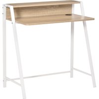 HOMCOM Schreibtisch Moderner Computertisch mit Ablagefach & Kabeldurchlass Metallgestell Weiß Eiche 84x45x85cm für Home Office & Arbeitszimmer   Aosom.de von HOMCOM