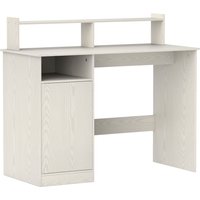 HOMCOM Schreibtisch PC mit Monitorständer, Moderner Computertisch mit Schrank und Regale für Zuhause und Büro, 108x50x94 cm, Cremeweiß   Aosom von HOMCOM