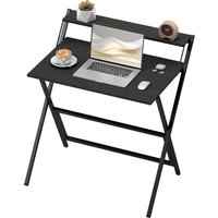 HOMCOM Schreibtisch Platzsparend Klappbar mit Monitorregal, Computertisch Klein und Klappbar für Büro und Studium, aus Edelstahl, 81,5x62x86,5 cm, Schwarz   Aosom von HOMCOM