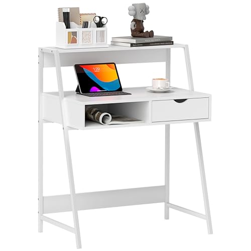 HOMCOM Schreibtisch Sekretär Computerbüro Neo-Retro-Stil Schublade Nische Regal Metall Weiß HOMCOM Schreibtisch Sekretär Computerbüro Neo-Retro-Stil Schublade Nische Regal Metall Weiß von HOMCOM
