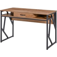 HOMCOM Schreibtisch im Industriestil dim. 120L x 60B x 76H cm mit Schublade + 2 Fächern Metallgestell Schwarz Arbeitsplatte in Nussbaumoptik Aosom HOMCOM Schreibtisch im Industriestil dim. 120L x 60B x 76H cm mit Schublade + 2 Fächern Metallgestell Schwarz Arbeitsplatte in Nussbaumoptik Aosom von HOMCOM