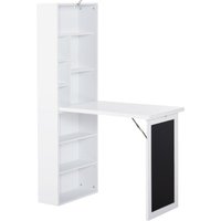 HOMCOM Schreibtisch klappbar mit 6 Fächer Bücherregal mit 3 Regale Computertisch Bürotisch E1 Spanplatte Metallrahmen Weiß 98 x 51 x 153 cm   Aosom von HOMCOM