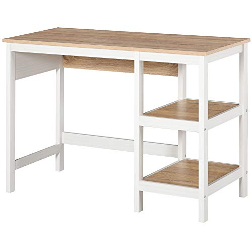 HOMCOM Schreibtisch mit 2 Ebenen Regal, Computertisch, Bürotisch, MDF, Natur+Weiß, 110 x 48 x 76,2 cm HOMCOM Schreibtisch mit 2 Ebenen Regal, Computertisch, Bürotisch, MDF, Natur+Weiß, 110 x 48 x 76,2 cm von HOMCOM