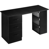 HOMCOM Schreibtisch mit 3 Schubladen und 3 Regalen, für Schlafzimmer und Büro 120x49x72cm, Schwarz   Aosom von HOMCOM