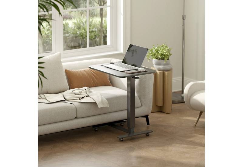 HOMCOM Schreibtisch mit 4 Rollen (Stehpult, 1-St., Höhenverstellbar C-förmig Computertisch), für Büro, Arbeitszimmer, Wohnzimmer, bis 70 kg belastbar, Schwarz von HOMCOM