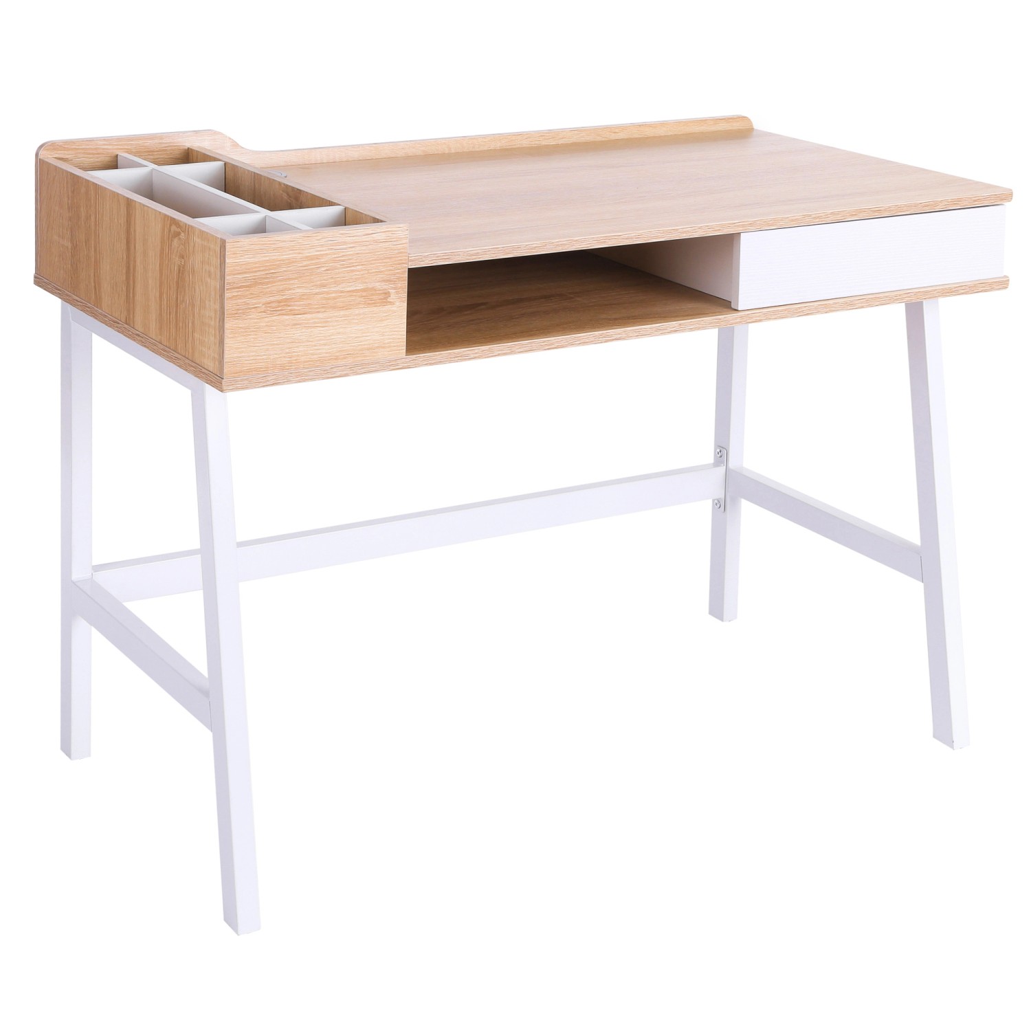 HOMCOM Schreibtisch mit 6 Ablagefächern Natur 100 x 55 x 81,5 cm HOMCOM Schreibtisch mit 6 Ablagefächern Natur 100 x 55 x 81,5 cm von HOMCOM