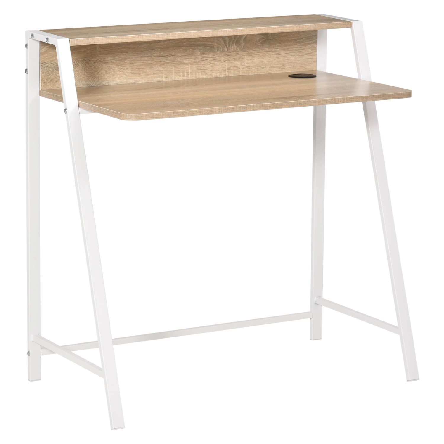 HOMCOM Schreibtisch mit Ablagefach Kabeldurchlass Metall Weiß Eiche 84 x 45 x 85 cm HOMCOM Schreibtisch mit Ablagefach Kabeldurchlass Metall Weiß Eiche 84 x 45 x 85 cm von HOMCOM