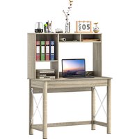 HOMCOM Schreibtisch mit Aufbewahrung, Bücherregal, moderner Holzschreibtisch mit Regalen und großer Platte für kleine Räume Homeoffice-Schlafzimmer, 105 x 50 x 137,5 cm, Eichenoptik   Aosom von HOMCOM