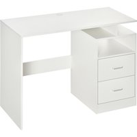 HOMCOM Schreibtisch mit Bücherregal für Schlafzimmer oder Büro, Moderner Computertisch aus Holz, 108x48x76cm, Weiß   Aosom von HOMCOM