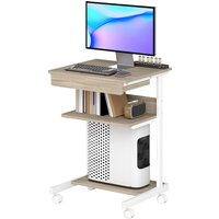 HOMCOM Schreibtisch mit Rollen Computertisch platzsparender Bürotisch mit CPU-Ständer, Schublade, Ablage, PC Tisch für Home Office, Schlafzimmer Eiche Aosom HOMCOM Schreibtisch mit Rollen Computertisch platzsparender Bürotisch mit CPU-Ständer, Schublade, Ablage, PC Tisch für Home Office, Schlafzimmer Eiche Aosom von HOMCOM