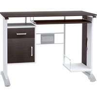 HOMCOM Schreibtisch mit Schubladen Computertisch 100x52x75cm Anti-Rutsch Metall MDF in Schwarznuss und Silber für Büro und Homeoffice   Aosom.de von HOMCOM