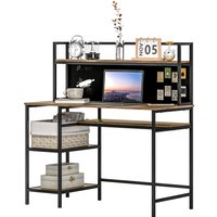 HOMCOM Schreibtisch mit Stauraum, Computer-Schreibtisch mit 4 Regalen, großer Arbeitsplatte und schwarzer Tafel für Wohnzimmer Schlafzimmer Home-Office 120L x 53B x 126H cm, Braun und Schwarz   Aosom von HOMCOM