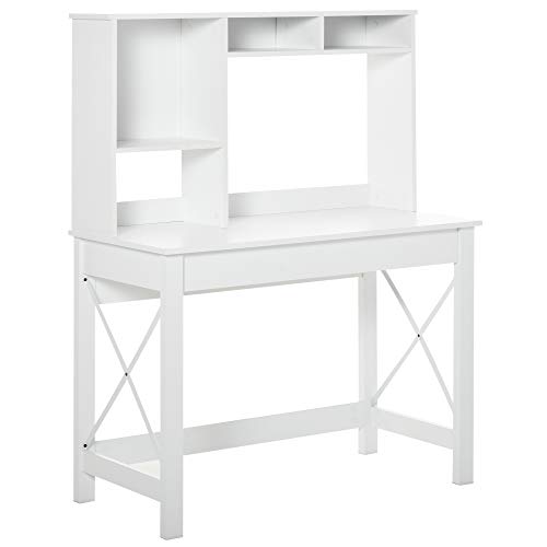 HOMCOM Schreibtisch mit Stauraum Schreibtisch Bibliothek moderner Holzschreibtisch mit Regalen und großer Ablagefläche für kleine Räume Home Office Schlafzimmer, 105 x 50 x 137,5 cm, weiß HOMCOM Schreibtisch mit Stauraum Schreibtisch Bibliothek moderner Holzschreibtisch mit Regalen und großer Ablagefläche für kleine Räume Home Office Schlafzimmer, 105 x 50 x 137,5 cm, weiß von HOMCOM