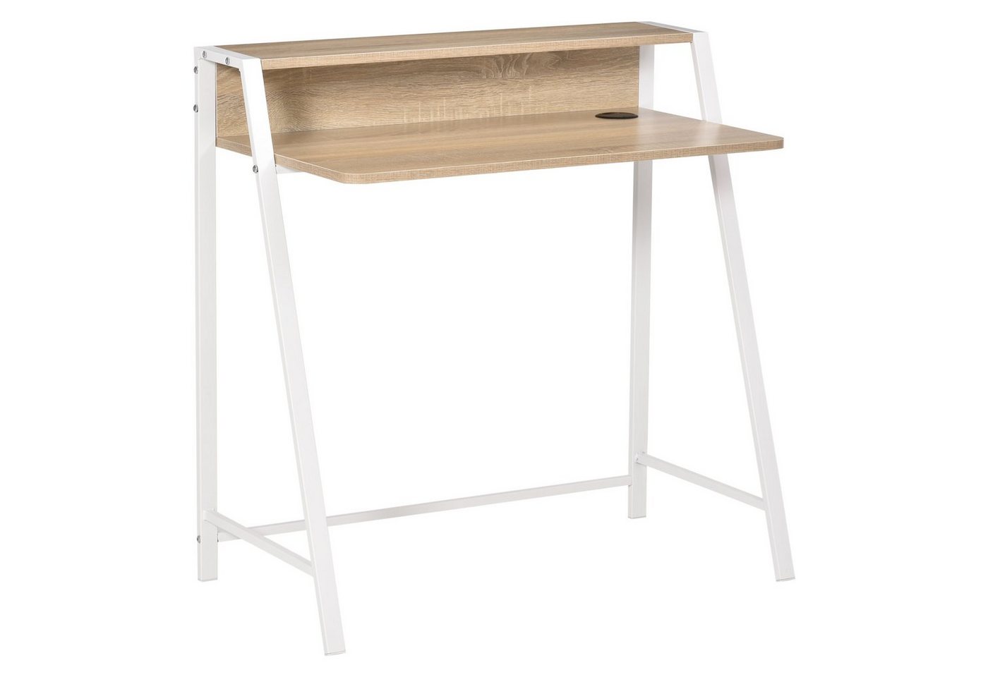 HOMCOM Schreibtisch Arbeitstisch mit Ablagefach (Computertisch, 1-St., Bürotisch), Metall Weiß+Eiche 84 x 45 x 85 cm HOMCOM Schreibtisch Arbeitstisch mit Ablagefach (Computertisch, 1-St., Bürotisch), Metall Weiß+Eiche 84 x 45 x 85 cm von HOMCOM