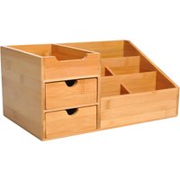 HOMCOM Schreibtischorganizer  Büro Aufbewahrungsbox mit 2 Schubladen, Organisation & Ordnung, Natur, L33 x B20,5 x H15,5 cm  Aosom.de von HOMCOM