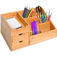 HOMCOM Schreibtischorganizer Aufbewahrungsbox Büro Box Organisation 2 Schubladen Natur L33 x B20,5 x von HOMCOM