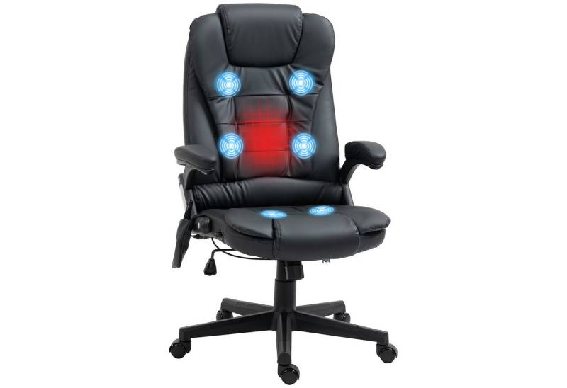HOMCOM Schreibtischstuhl Bürostuhl mit Massagefunktion, mit Wärmefunktion, Chefsessel (Massagesessel, 1 St), für Wohnbereich, Schwarz von HOMCOM