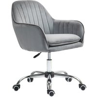 HOMCOM Schreibtischstuhl Höhenverstellbarer Bürostuhl Drehbar Homeoffice Stuhl mit Rücken- und Armlehne Samtoptik Schminktisch Stuhl für Arbeitszimmer, Grau   Aosom von HOMCOM