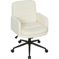 HOMCOM Schreibtischstuhl Homeoffice Stuhl mit Bouclé-Optik höhenverstellbar Bürostuhl mit Wippfunktion Drehstuhl bis 120 kg belastbar für Schlafzimmer, Arbeitszimmer, Cremeweiß   Aosom von HOMCOM