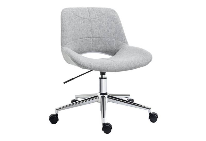 HOMCOM Schreibtischstuhl höhenverstellbarer Drehstuhl, Computerstuhl mit Leinenoptik (Bürostuhl, 1 St), Hellgrau 49 x 56,5 x 73-82,5cm von HOMCOM