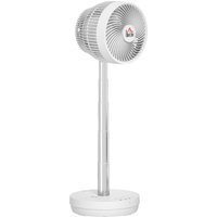 HOMCOM Schreibtischventilator mit Fernbedienung und wiederaufladbarer Batterie, tragbarer Standventilator mit USB-Stromversorgung, verstellbarer Neigung und Höhe, Oszillation, 10 Geschwindigkeiten und Timer in Weiß   Aosom von HOMCOM
