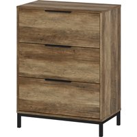 HOMCOM Schubladenkommode mit 3 Schubladen Antikippsystem und Schwarzen Griffen, Kommode aus Spanplatte und Metall, 62x35x82 cm, Dunkelbraun   Aosom von HOMCOM