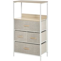 HOMCOM Schubladenkommode mit 4 herausnehmbaren Schubladen und 1 Regal 58 x 29 x 103 cm Grau Weiß   Aosom von HOMCOM