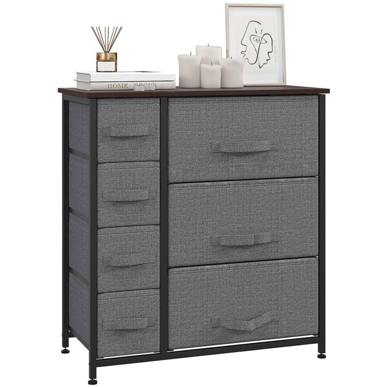 HOMCOM Schubladenschrank 7 Stoffschubladen Dunkelgrau von HOMCOM