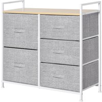 HOMCOM Schubladenschrank Aufbewahrungsschrank mit 5 Stoffschubladen, Grau, Stoff Holz Metallrahmen, 83x29x77cm, ideal für Schlafzimmer & Wohnzimmer   Aosom.de von HOMCOM
