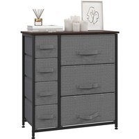 HOMCOM Schubladenschrank Aufbewahrungsschrank mit faltbaren 7 Stoffschubladen Metallgestell + Holz + Vliesstoff Dunkelrau 63,5 x 30 x 71 cm von HOMCOM