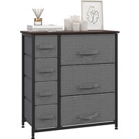 HOMCOM Schubladenschrank Aufbewahrungsschrank mit 7 faltbaren Stoffschubladen, Metallgestell in Holzoptik, grau, 63,5x30x71cm   Aosom.de von HOMCOM