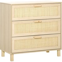 HOMCOM Schubladenschrank Beistellschrank Sideboard Unterschrank mit 3 Schubladen Kommode für Wohnzimmer Schlafzimmer MDF Natur 80 x 40 x 80 cm   Aosom von HOMCOM