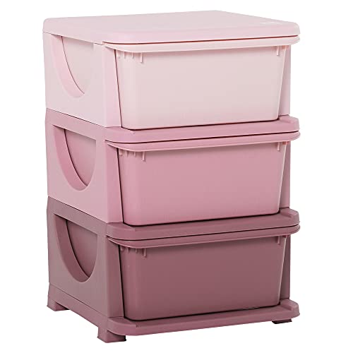 HOMCOM Schubladenschrank für Kinder mit Stauraum Aufbewahrungsboxen Spielzeug-Organizer Spielzeugkiste drei Ebenen für Kinderzimmer 3-6 Jahre Kindermöbel Rosa 37 x 37 x 56,5 cm HOMCOM Schubladenschrank für Kinder mit Stauraum Aufbewahrungsboxen Spielzeug-Organizer Spielzeugkiste drei Ebenen für Kinderzimmer 3-6 Jahre Kindermöbel Rosa 37 x 37 x 56,5 cm von HOMCOM