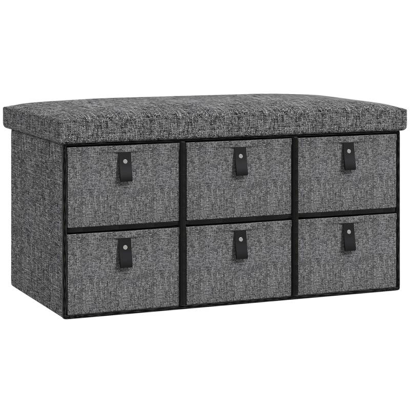 HOMCOM Schuhbank Polyester 76,5L x 38B x 38H cm Dunkelgrau von HOMCOM